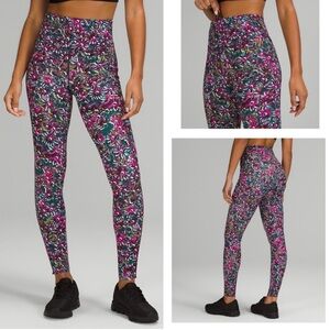 Lululemon Base Pace Tights Fleece Floral Electric Multi size 2 Like New